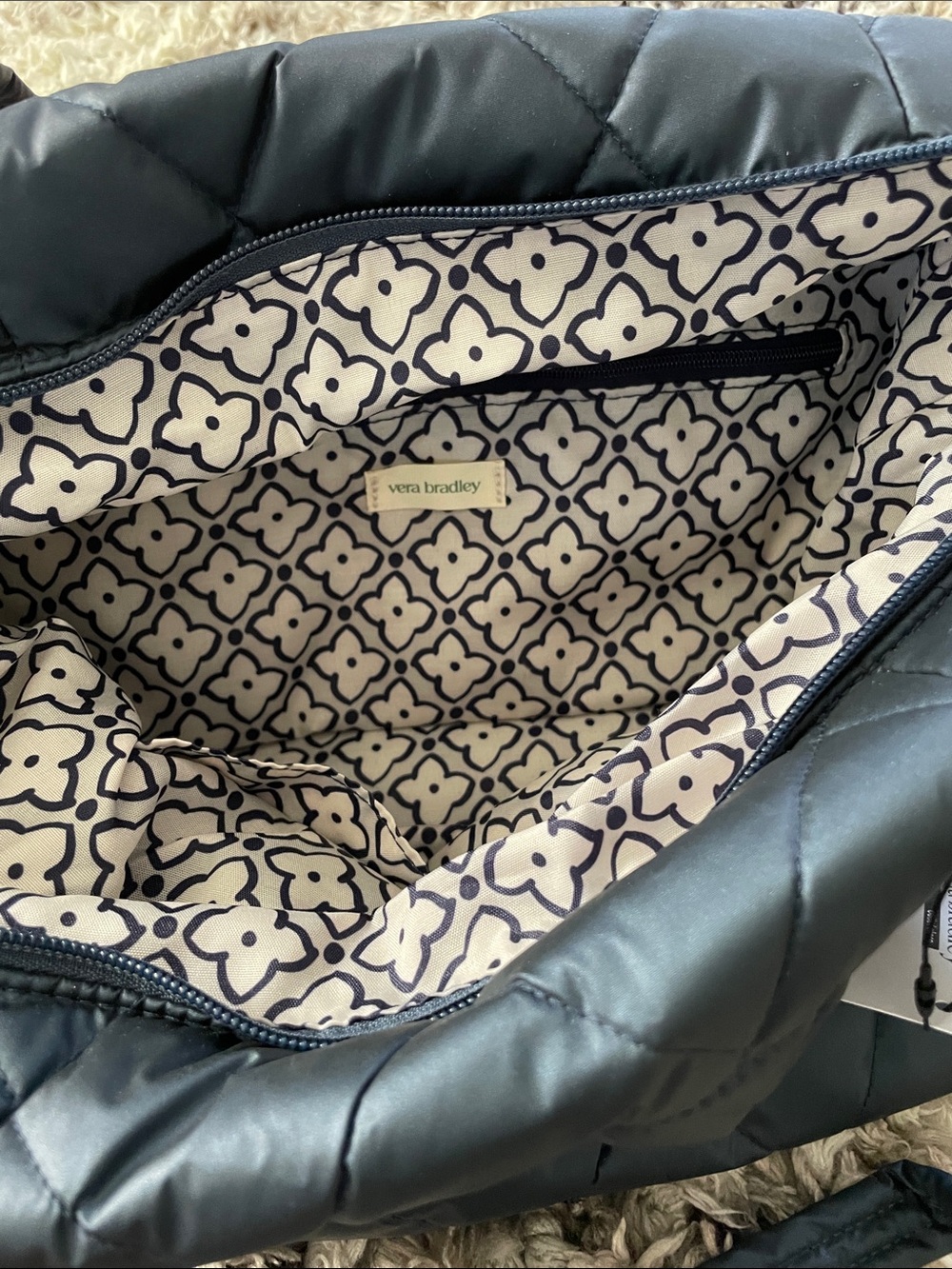 Vera Bradley Quilted Slouchy Satchel Bag in Peacoat - Picture 2 of 5